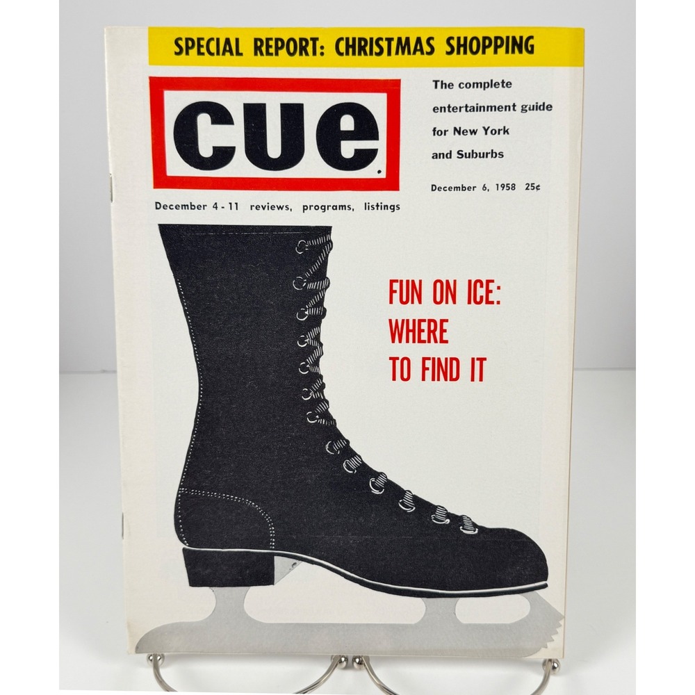 Vintage 1958 Cue Magazine Christmas Shopping Ice Skating NYC TV Ads December 6